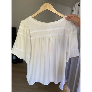 Loft puff-sleeve white blouse